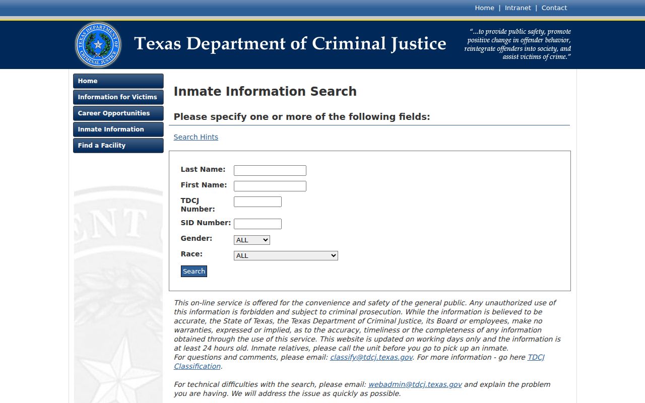 McLennan County criminal custody record TDCJ inmate search